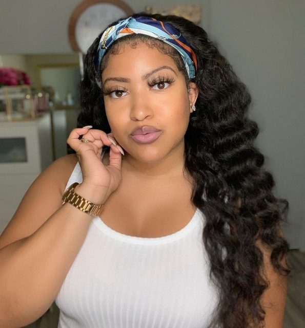 10″ – 14″ Natural Black Color Loose Wave Human Hair Headband Wig