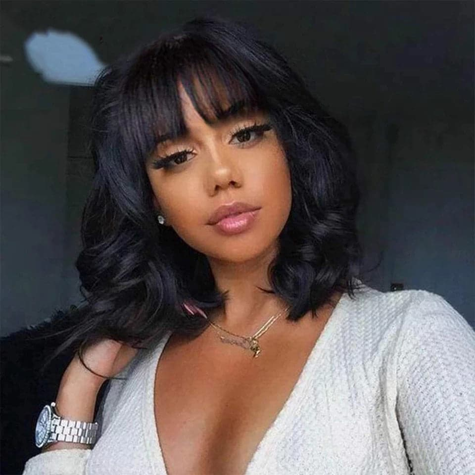 10″ – 40″ Natural Black Color Loose Wave Human Hair Machine Made Wig