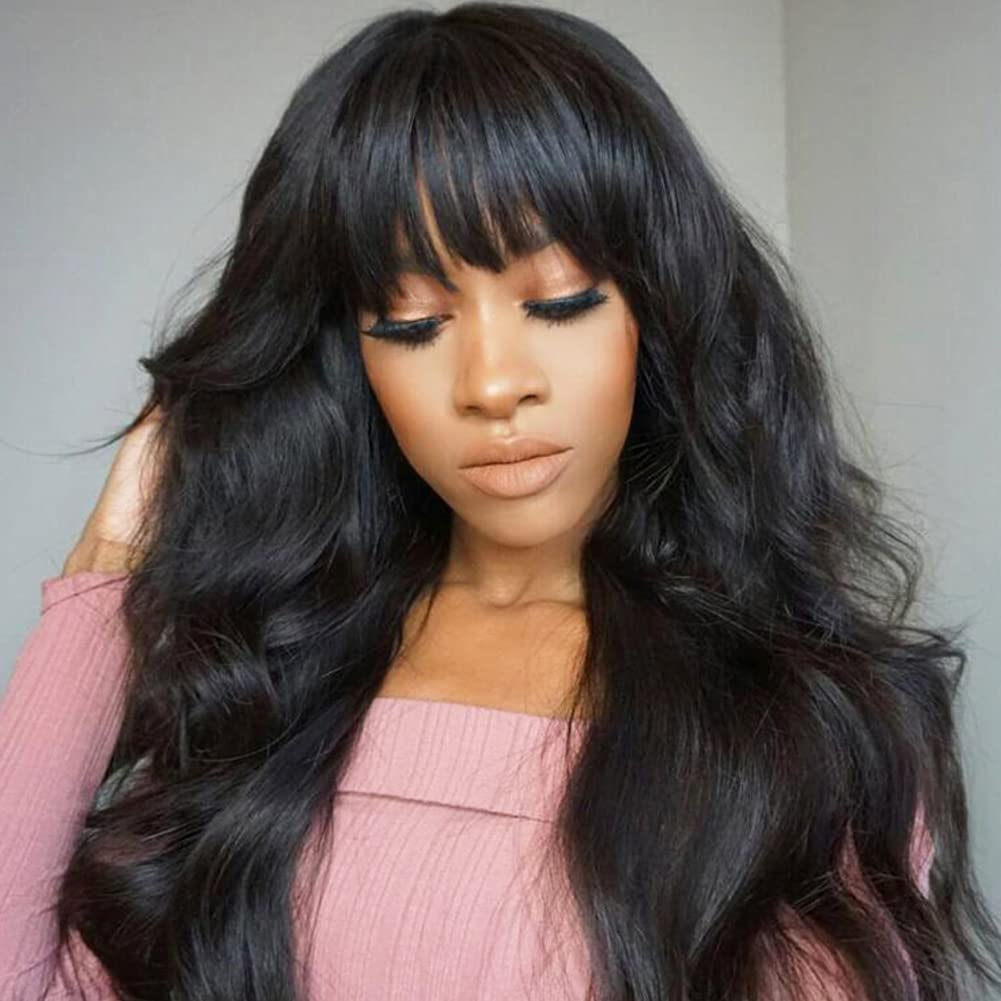 10″ – 40″ Natural Black Color Loose Wave Human Hair Machine Made Wig