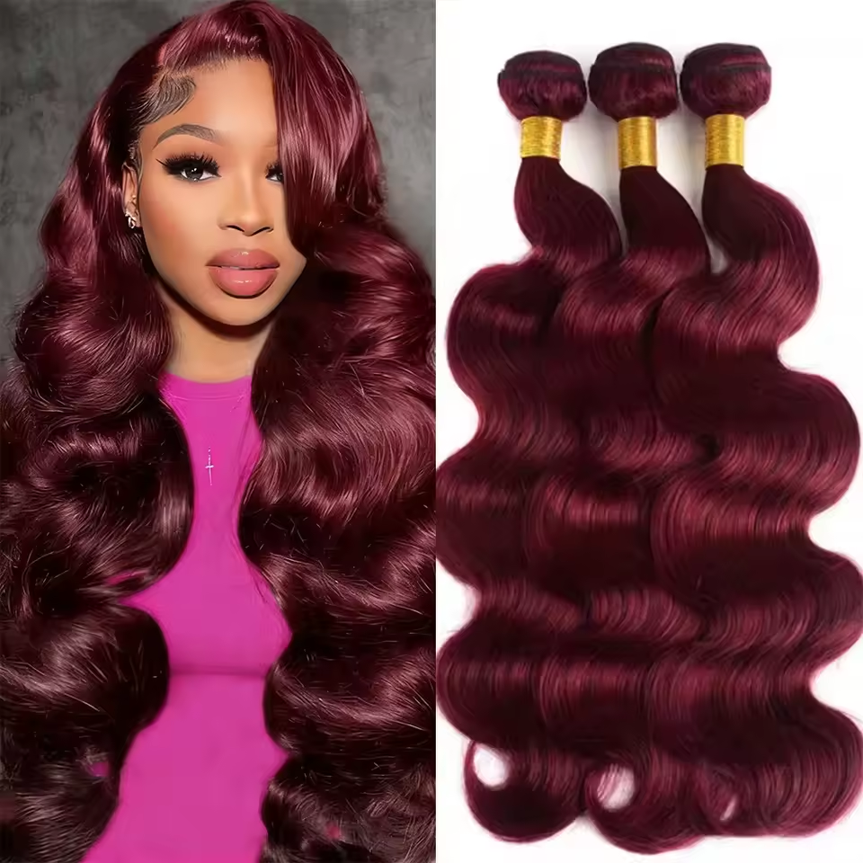 3 Bundles 10″ – 40″ #99J Body Wave Human Hair Bundle