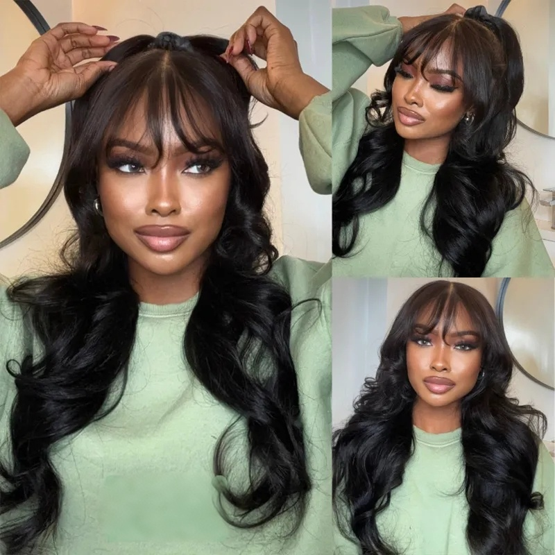 10″ – 36″ Natural Black Color Body Wave Human Hair 360 Lace Wig