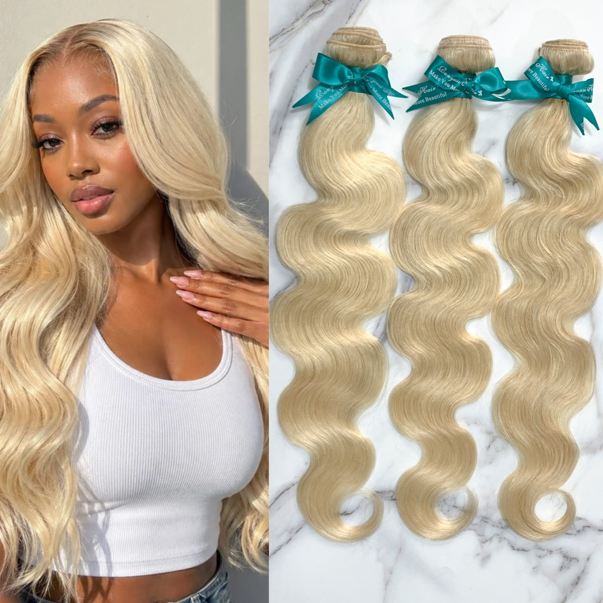 3 Bundles 10″ – 40″ #613 Color Body Wave Human Hair Bundle