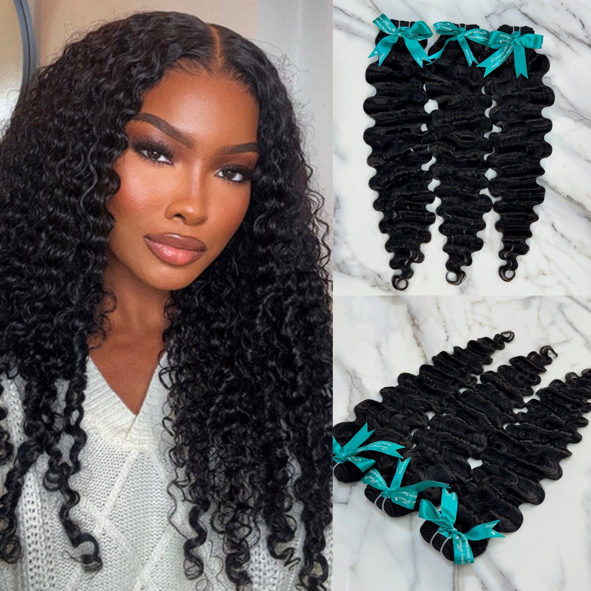 3 Bundles 10″ – 40″ Natural Black Color Burmese Curly Human Hair Bundle