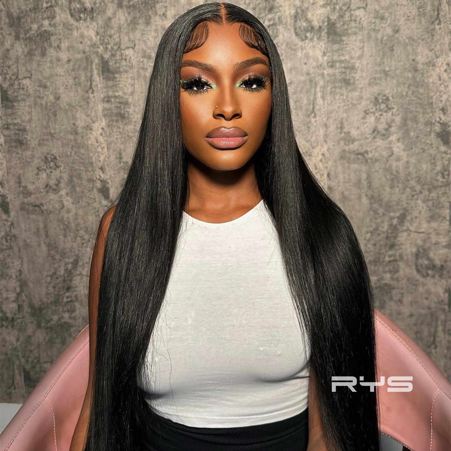 10″ – 40″ Natural Black Color Straight Human Hair Lace Front Wig