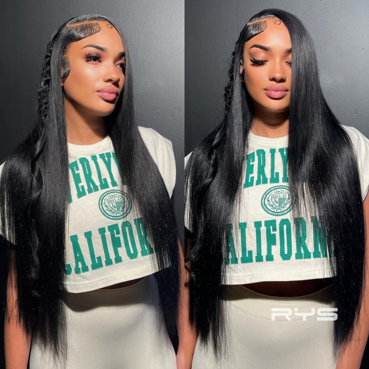 10″ – 40″ Natural Black Color Straight Human Hair Lace Front Wig