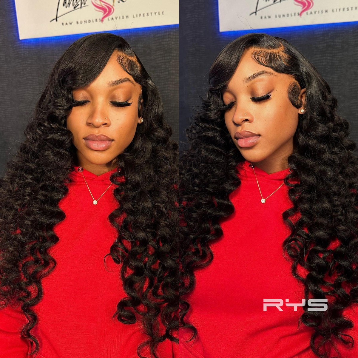 10″ – 40″ Natural Black Color Loose Deep Wave Human Hair Lace Front Wig