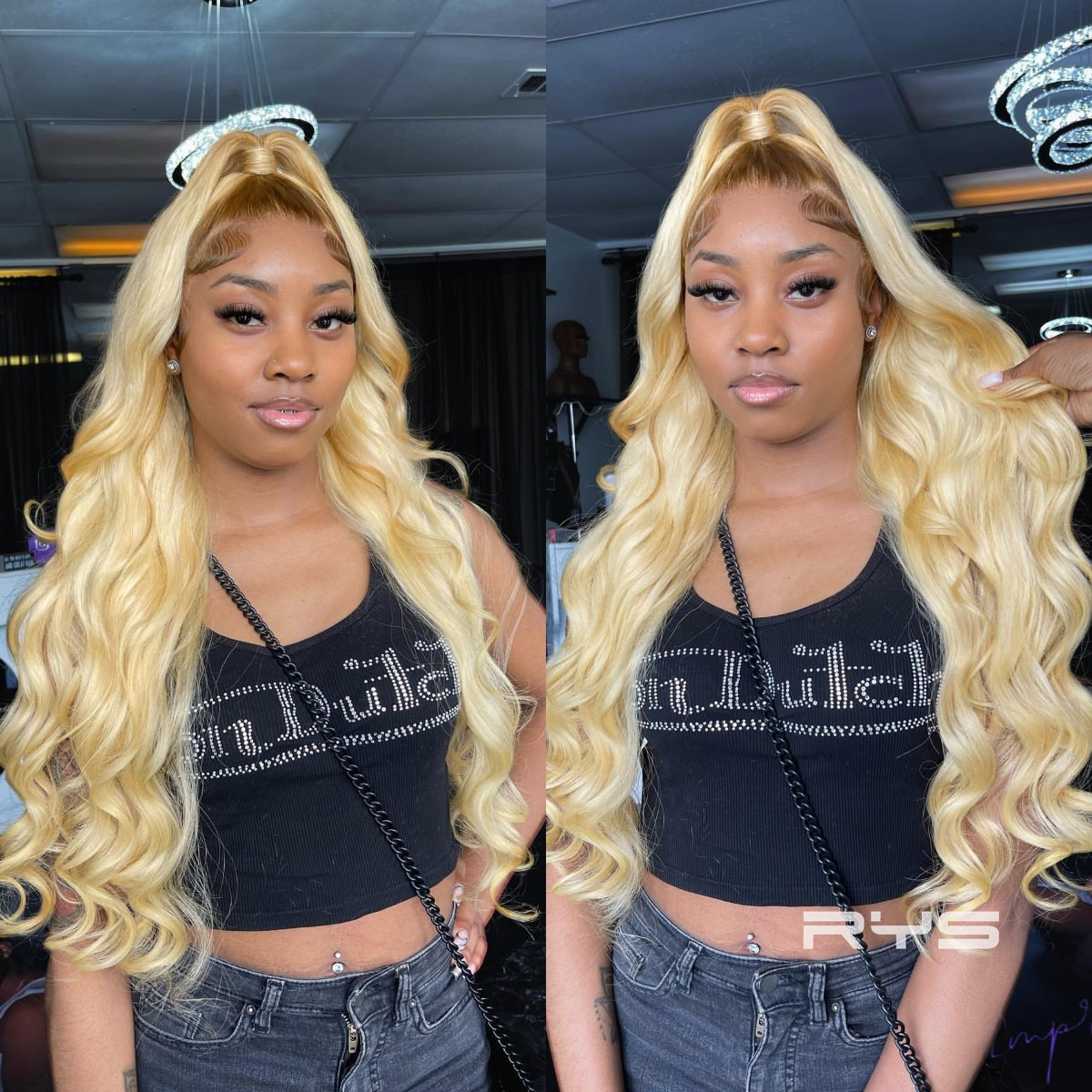 10″ – 40″ #4/613 Ombre Color Body Wave Human Hair Lace Front Wig