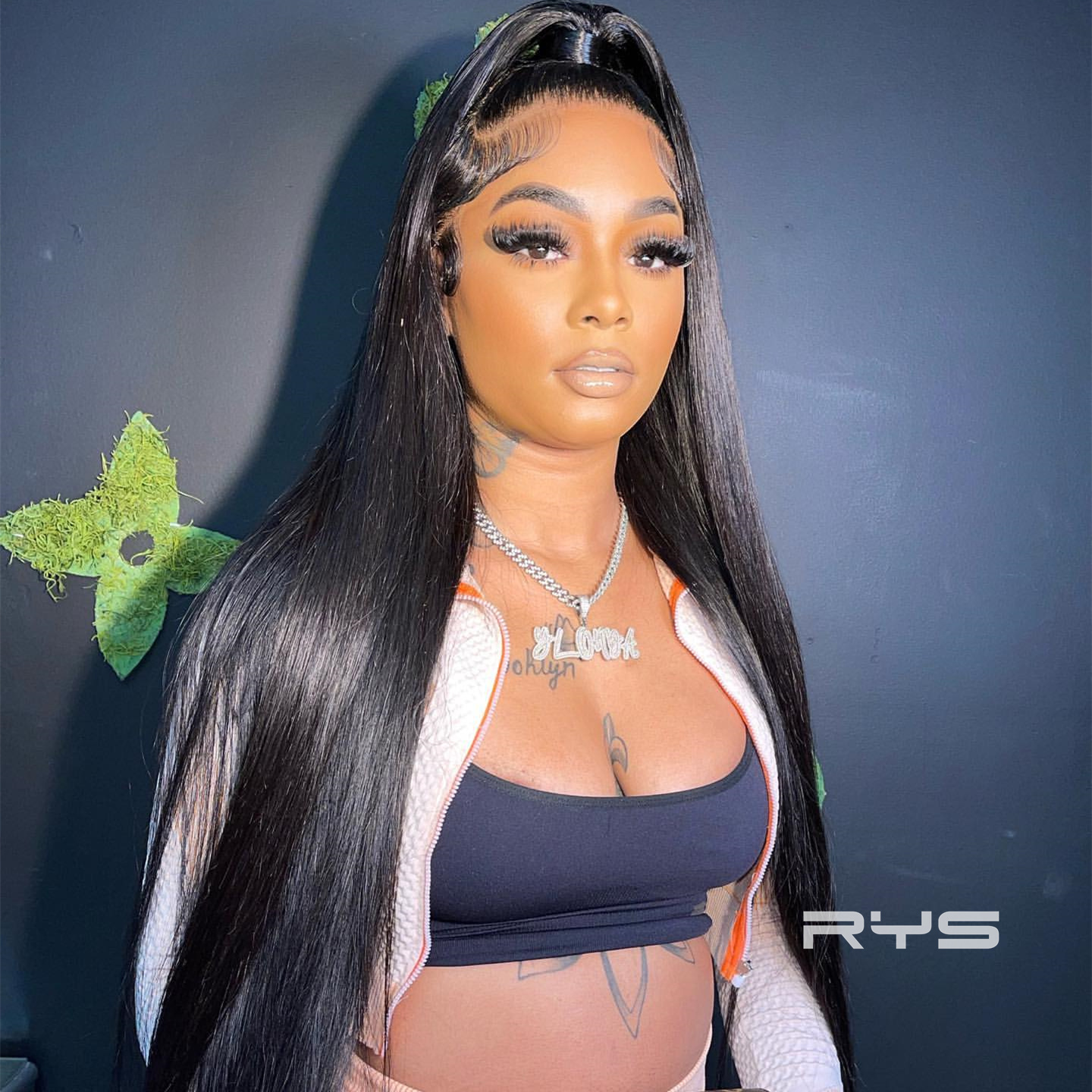 10″ – 40″ Natural Black Color Straight Human Hair Lace Front Wig