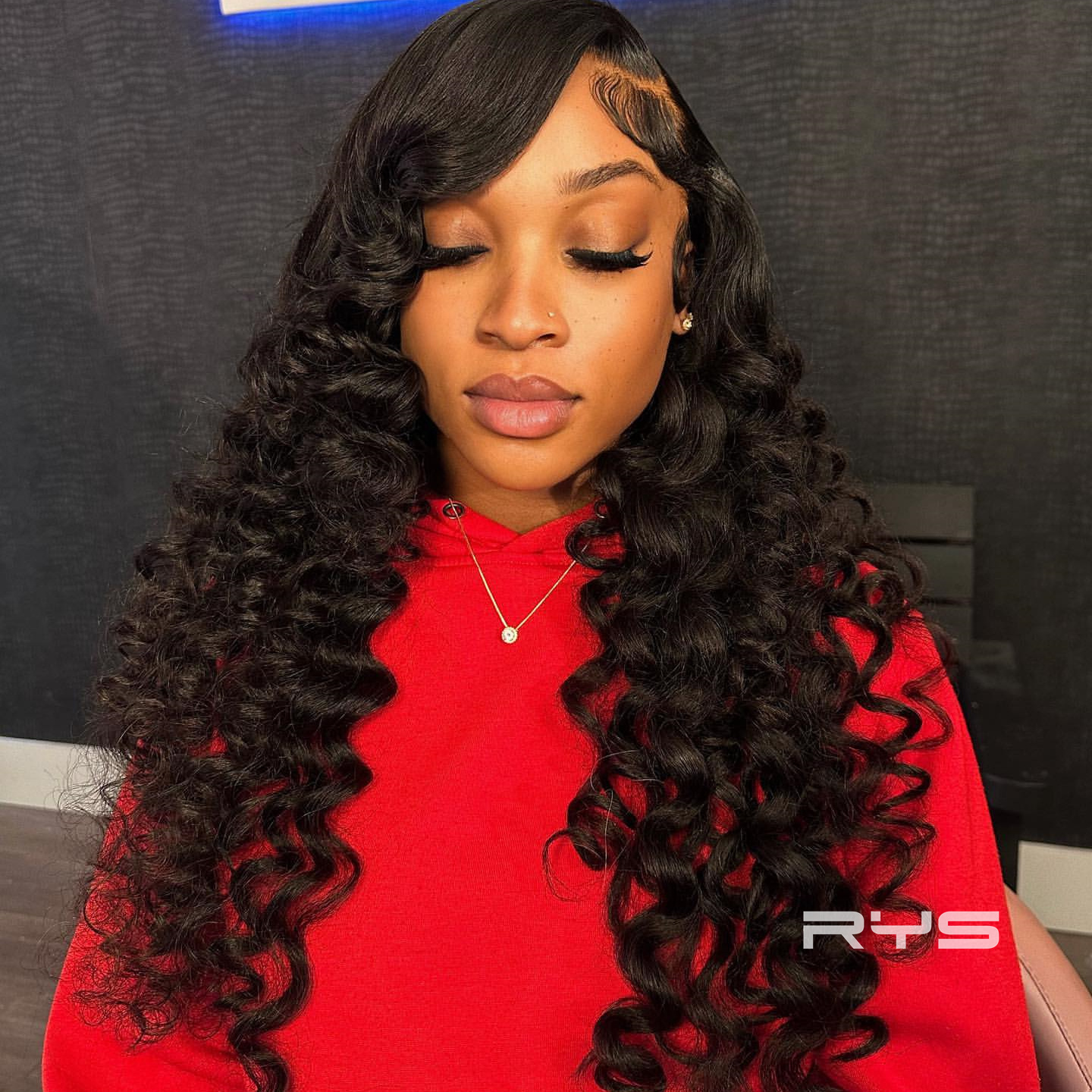 10″ – 40″ Natural Black Color Loose Deep Wave Human Hair Lace Front Wig