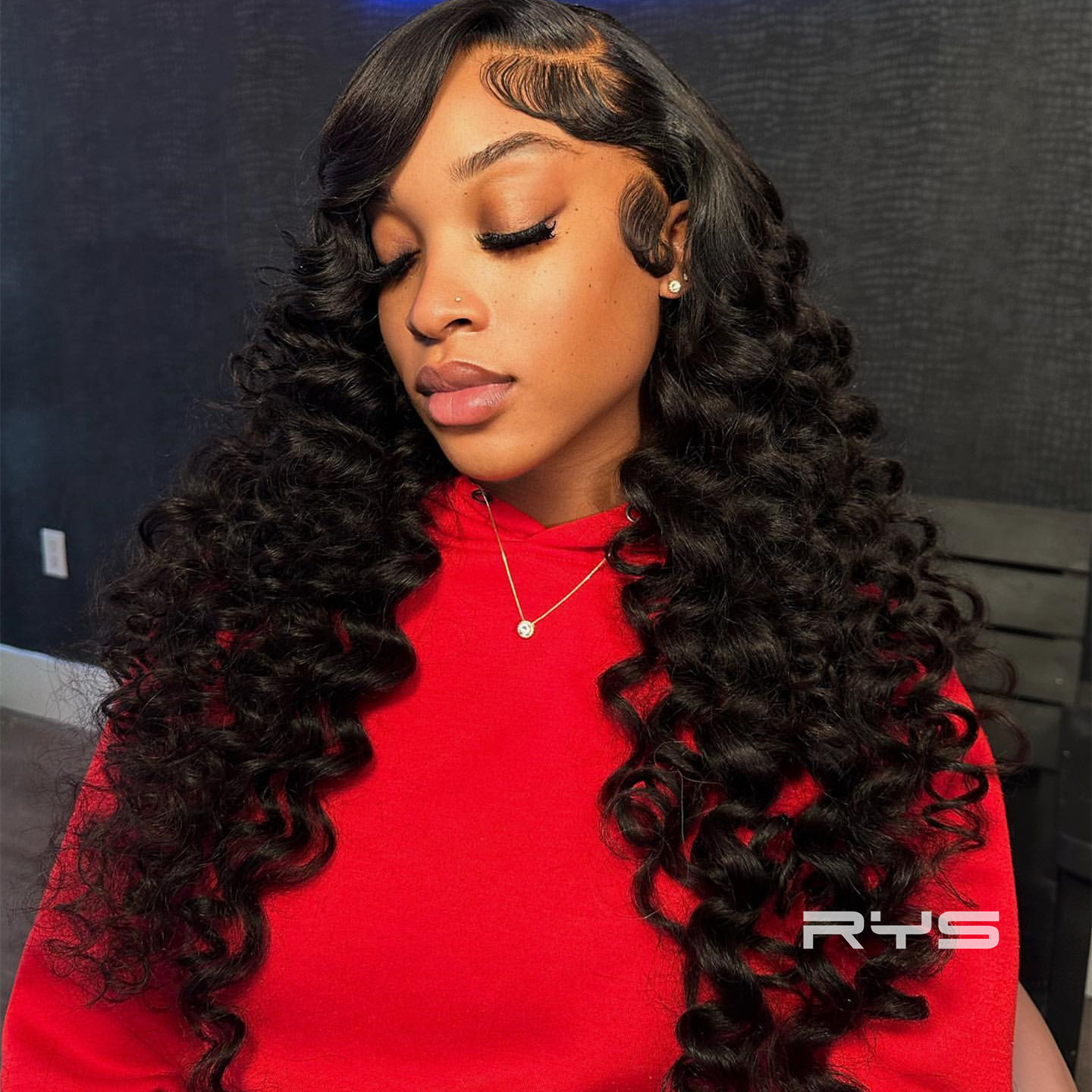 10″ – 40″ Natural Black Color Loose Deep Wave Human Hair Lace Front Wig