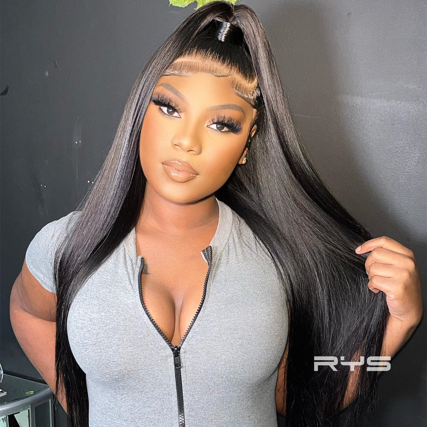 10″ – 40″ Natural Black Color Straight Human Hair Lace Front Wig