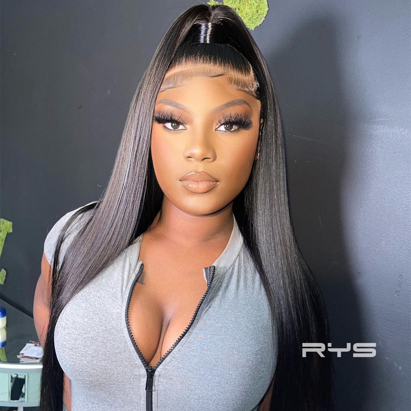 10″ – 40″ Natural Black Color Straight Human Hair Lace Front Wig