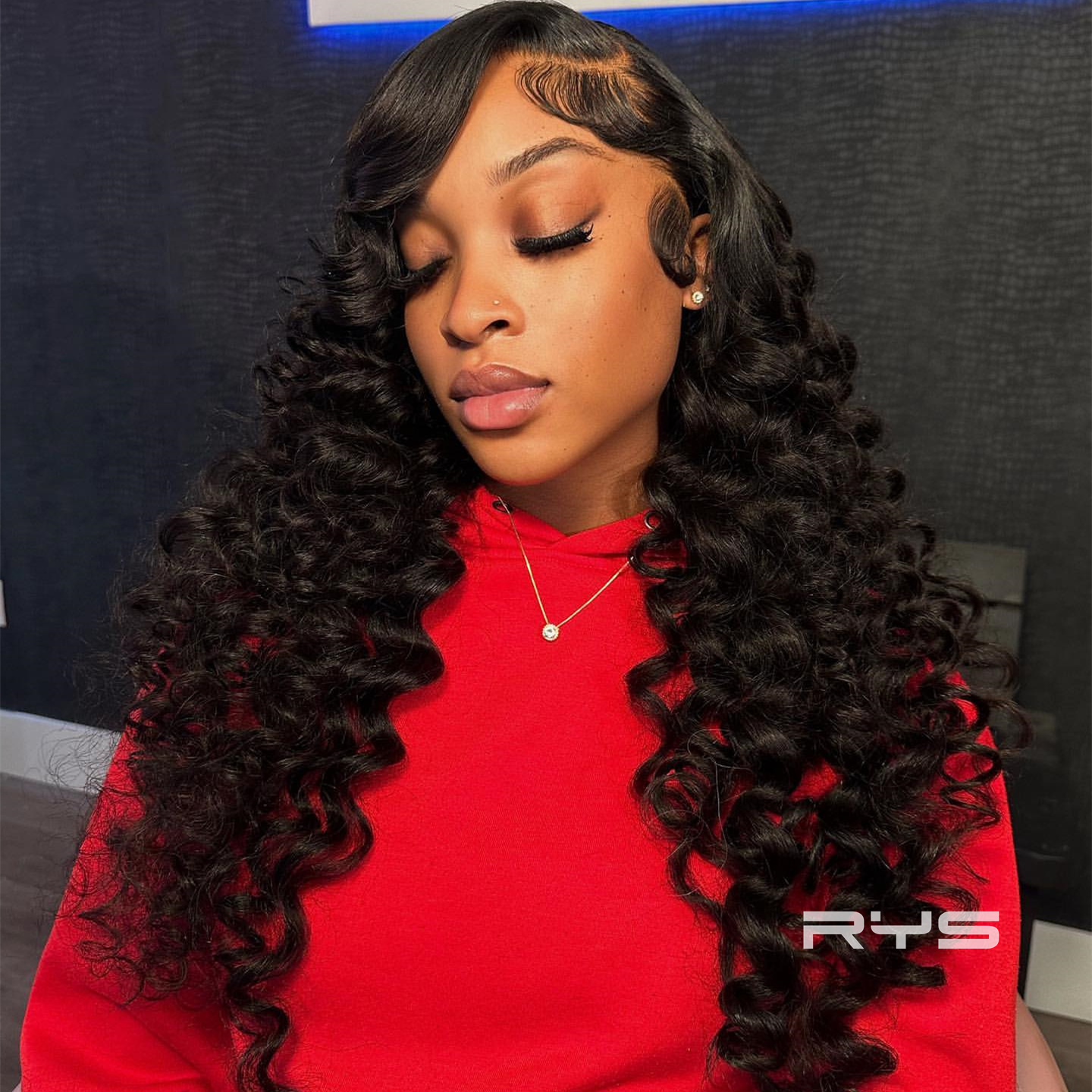 10″ – 40″ Natural Black Color Loose Deep Wave Human Hair Lace Front Wig