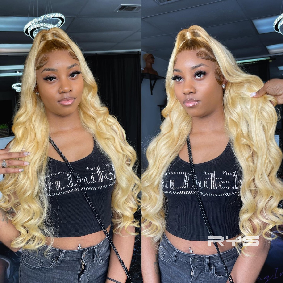 10″ – 40″ #4/613 Ombre Color Body Wave Human Hair Lace Front Wig